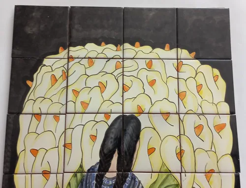 Vista 2 de 25" CERAMIC TILE MURAL mexican talavera mosaic hand painted clay backsplash