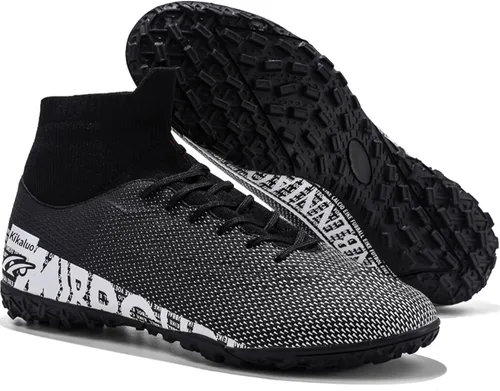 Vista 2 de Botas de fútbol para hombre con tacos altos con cordones, para interiores, firmes, para entrenamiento de césped y fútbol sala