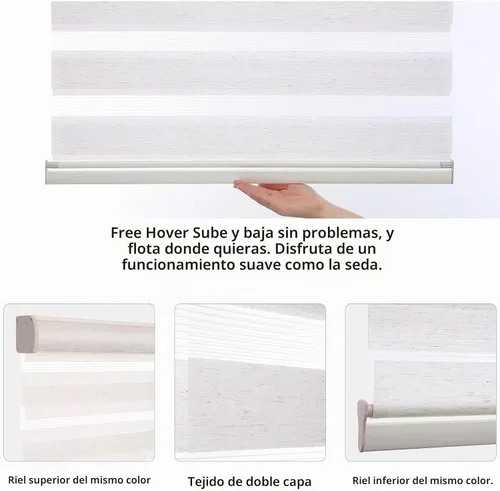 Vista 4 de MYshade Persianas Cebra sin Cordón con Función de Detención Libre - Cortinas Translúcidas de Doble Capa para Filtrado de Luz y Privacidad para Día