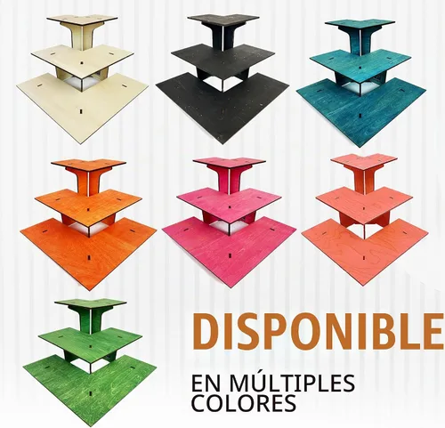 Vista 5 de Mesa expositora de esquina de ébano quemado de 3 niveles con estantes para productos - portátil Negro
