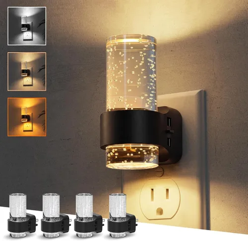 Vista 13 de L LOHAS LED Las luces nocturnas se enchufan a la pared, luz nocturna con Anillo de oro-3CCT