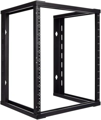 Vista 6 de NavePoint - Soporte de pared 6U de marco abierto para equipos de servidor de 19", rosca de 16", color negro
