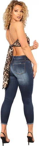 Vista 4 de Andongnywell - Pantalones de mezclilla elásticos con agujeros rasgados para mujer pantalones de mezclilla desgastados con bolsillos