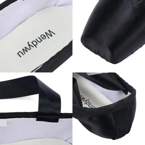 Vista 2 de WENDYWU Zapato de ballet profesional para niños niña y señoras rosa PU suela ballet Pointe zapatos de baile con almohadillas para los dedos