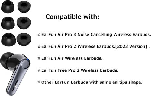 Vista 3 de JNSA Almohadillas de espuma viscoelástica con cancelación de ruido, compatible con EarFun Air Pro 3 / Air Pro 2 / EarFun Air, sin dolor de silicona