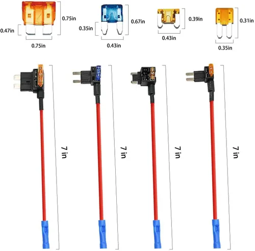 Vista 5 de Paquete de 12 adaptadores de fusible para añadir un circuito – Adaptador de fusible de 12 V para automóvil – Mini conector de fusibles automotriz
