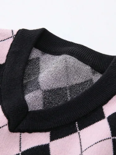 Vista 4 de Floerns Suéter sin mangas con estampado de corazón para niñas, cuello en V, camiseta sin mangas