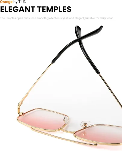 Vista 6 de TIJN Lentes de sol polarizados cuadrados para mujeres y hombres, tintados, de gran tamaño, protección UV400, lentes de sol con marco de metal