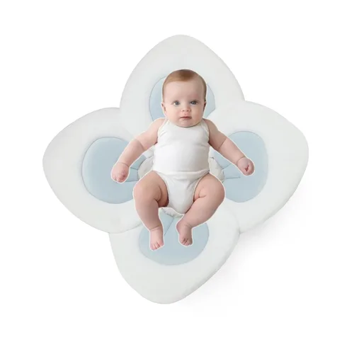 Vista 4 de PandaEar Almohadilla de baño para bebé recién nacido, pétalos de flores suaves para fregadero, bañera, regalo esencial para ducha (azul)