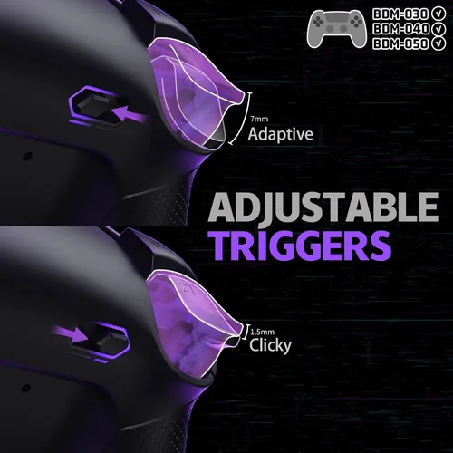 Vista 6 de eXtremeRate RISE Plus MAX Back Paddles Kit with Clicky Trigger Stops & Rubberized Grip for PS5 Controller BDM-030 040 050, Remappable Back Buttons