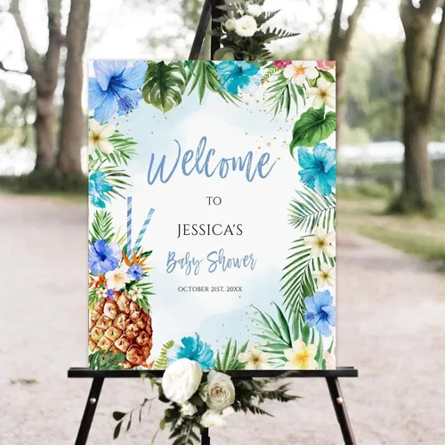 Vista 20 de Cartel de bienvenida de cactus para baby shower, suculenta baby shower
