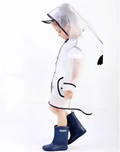 Vista 4 de ZHICHUANG Chubasquero impermeable para niños, con capucha, cubierta protectora transparente, para niños, 5t