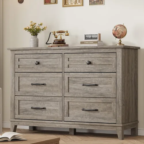 Vista 16 de GarveeHome Cómoda de 5 cajones verticales de 41.3 pulgadas de alto con gran almacenamiento, cómoda de madera independiente para dormitorio, sala