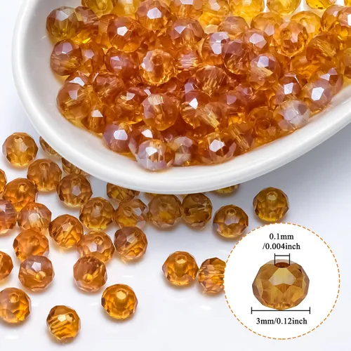Vista 2 de 246 cuentas de cristal redondas de 0.118 pulgadas (0.118 in) con múltiples facetas sueltas espaciadoras de cristal para hacer joyas, pulseras
