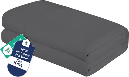 Vista 53 de Royale Linens Sábana Plana Individual – Sábanas Planas de Microfibra Cepillada Ultra Suave 1800 Solamente – Sin Arrugas y Resistentes a las Manchas