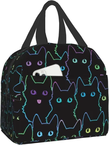 Vista 19 de Nerxy Lonchera a cuadros de búfalo azul, moderna, 8 x 5 x 8.5 pulgadas, suave bolsa de almuerzo para mujeres, niños, adultos, trabajo, escuela