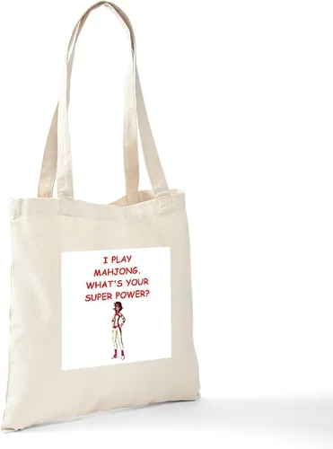 Vista 6 de CafePress MAHJOMG2 - Bolsa de lona reutilizable color beige, Caqui, S