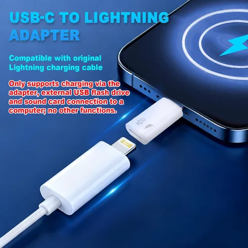 Vista 2 de 2pcs 8-Pin hembra a USB-C macho adaptador para iPhone 15/16