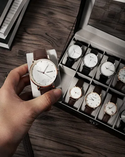 Vista 6 de Uten Caja de reloj, caja de reloj de cuero con 12 ranuras, organizador de caja de reloj, almacenamiento de joyas con tapa de vidrio grande, estuche