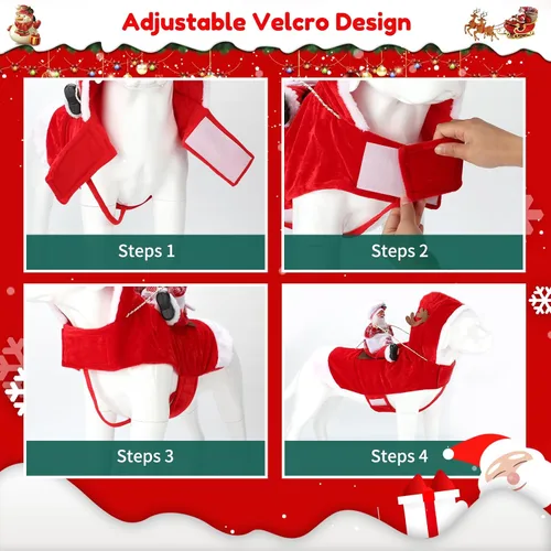 Vista 6 de BWOGUE Disfraz de Navidad de Papá Noel para perro, disfraz de cosplay para perros pequeños, medianos y grandes, gatos Chef Santa Claus