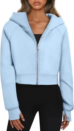 Vista 18 de Trendy Queen Sudaderas con capucha y cremallera para mujer, chaquetas Verde Armada (ArmyGreen)