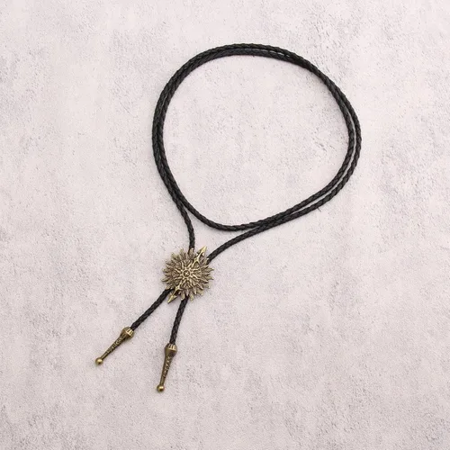 Vista 82 de Jeilwiy Corbata de bolo para hombre, corbata de vaquero occidental, collar de corbata de bolo dorado, corbata de cuero, corbata de Halloween