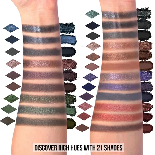 Vista 2 de Paleta de sombra de ojos ahumada negra, Midnight Masquerade 21 colores – Espectro de sombra de ojos negra mate brillante brillante para maquillaje
