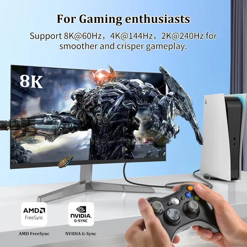 Vista 4 de MaxRenard Cable DisplayPort 8K 1.4, cable DP a DP de 6.6 pies, 8K a 60 Hz 4K a 144 Hz, puerto de pantalla a puerto de visualización de transferencia