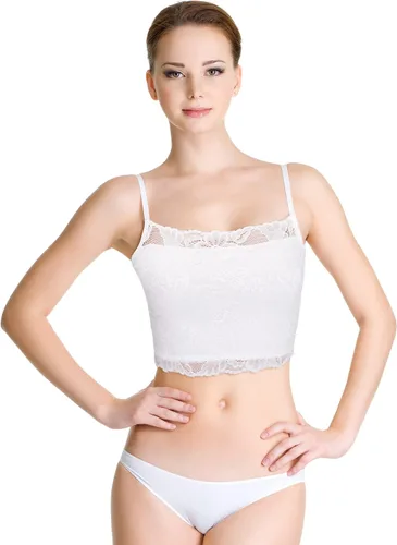 Vista 2 de 4 piezas de encaje elástico para mujer, media camisola de encaje transpirable para mujeres y niñas