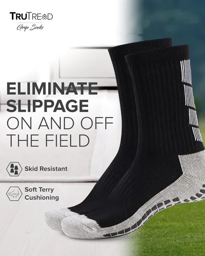 Vista 2 de TruTread Calcetines de fútbol antideslizantes para hombre 4 pares Agarre antideslizante Fútbol baloncesto