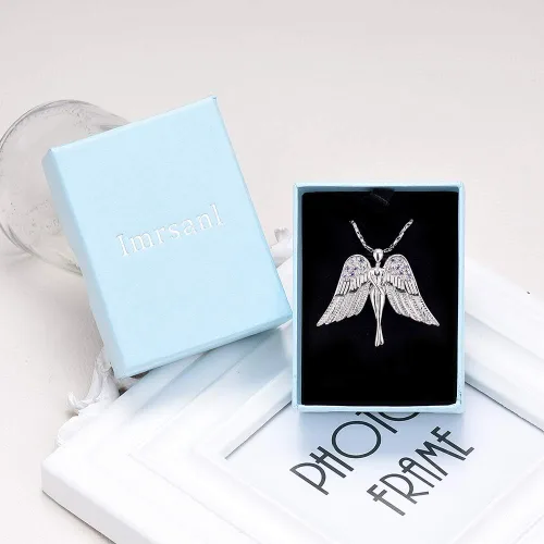 Vista 7 de Imrsanl Joyería de cremación con dije de ángel para dama, medallón conmemorativo de ceniza, collar de urna para cenizas, alas, joyería de recuerdo