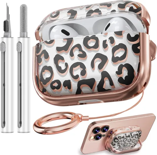 Vista 31 de Inesore Funda con bloqueo de seguridad para AirPods 4 2024, bonita funda floral para AirPod de 4ª generación para mujeres con kit limpiador