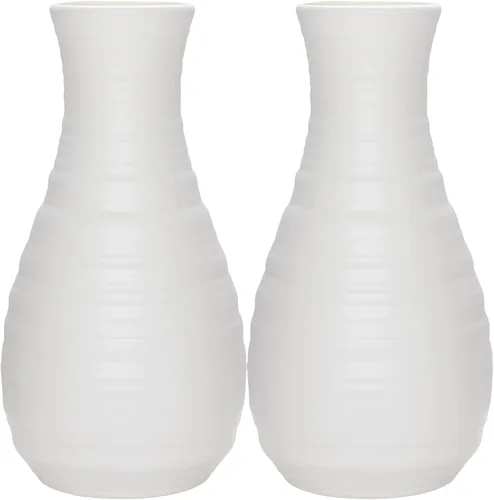 Vista 8 de 2 Pack de jarrones de plástico compuesto con aspecto de cerámica, jarrón irrompible con aspecto de cerámica para decoración del hogar, centros