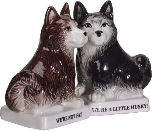 Vista 4 de Pacific Giftware were Not Fat Huskies - Juego de saleros y pimenteros de cerámica