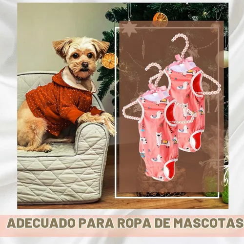 Vista 4 de Threan Rosa 12 piezas de perchas de ropa con cuentas de perlas mini con cuentas de perlas pequeñas de metal con cinta, estándar para niños, bebés
