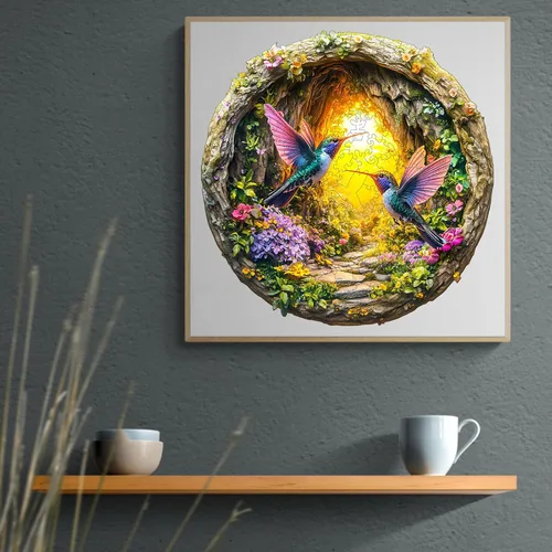 Vista 8 de Rompecabezas de madera para adultos, con efecto de visión 3D, cueva de colibrí 3D, rompecabezas de madera de forma única, regalos