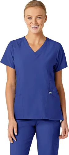 Vista 23 de Uniformes Médicos Wink para Mujer, W123, Blusas Estilizadas con Cuello en V y 5 Bolsillos Negro