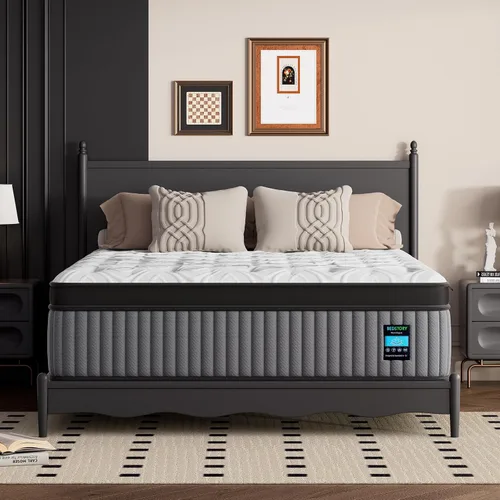 Vista 2 de BedStory Colchón híbrido de firmeza media de 14 pulgadas, colchón híbrido para sueño profundo alivio del dolor de 7 zonas, cama extra firme en una