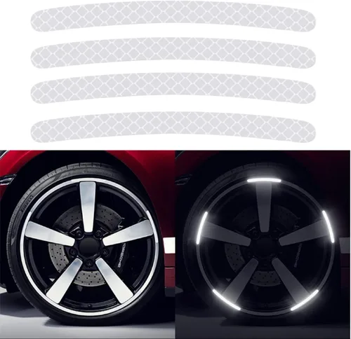 Vista 13 de 100 calcomanías reflectantes para llantas de automóvil, impermeables, reflectantes, para llantas, tiras decorativas de seguridad para automóvil, #2
