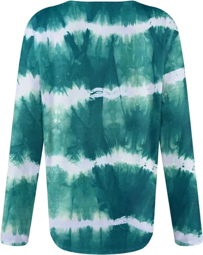 Vista 3 de Sudadera de manga larga estampada con cremallera 34 para mujer, casual, moderna, atlética, ajuste holgado, blusa
