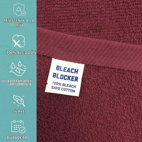 Vista 2 de Arkwright Toallas de salón a prueba de blanqueador - Paquete de 12 - Muy absorbentes, 100% algodón, secado rápido, toalla facial de spa para Borgoña