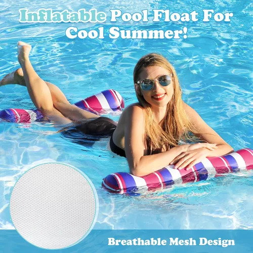 Vista 2 de Flotadores de piscina para adultos, paquete de 2 flotadores inflables para piscina, 4 en 1, balsas multiusos tumbona hamaca de agua para piscina
