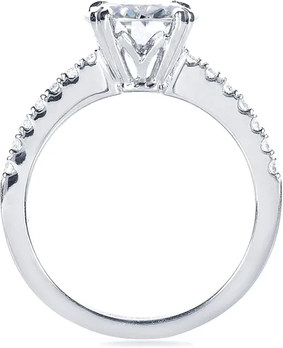 Vista 2 de Kobelli Moissanite and Anillo de compromiso de diamantes cultivados en laboratorio 2 110 CTW oro blanco de 14 quilates (GHVS, DEFVS), Oro blanco