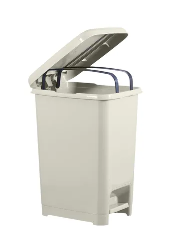 Vista 4 de Superio Bote de basura con pedal delgado de 16 cuartos de galón (beige suave)