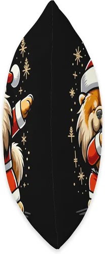 Vista 2 de Xmas Chow Chow Gifts Christmas Chow Dog Dab Pose Santa Hat Xmas Throw Pillow, 16x16, Multicolor