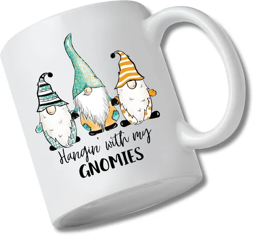Vista 8 de Divertida taza de cerámica de gnomo, taza de café Hangin with my Gnomies, regalos para adultos, taza de café, día de San Valentín, cumpleaños