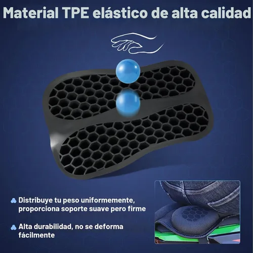 Vista 2 de Cojín Plegable de Gel para Asiento Trasero de Motocicleta de Pasajero, Estructura de Panal 3D Absorción de Impactos y Transpirable Almohadilla