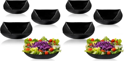 Vista 25 de PLASTICPRO Cuencos cuadrados desechables para servir, aperitivos o ensaladas, plástico negro, paquete de 4, 8 onzas, color negro