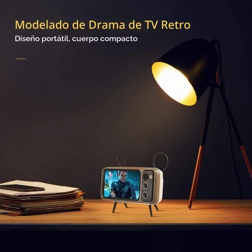 Vista 4 de UnnFiko Altavoces Inalámbricos Bluetooth Estilo TV Retro Soporte Base, Soporte de Escritorio de Dibujos Animados Abrazadera Montaje de Escritorio
