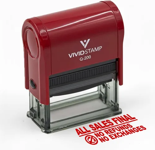 Vista 2 de Todas las ventas finales sin reembolsos sin cambios (Vector) sello de goma autoentintado (tinta roja) - Q-200